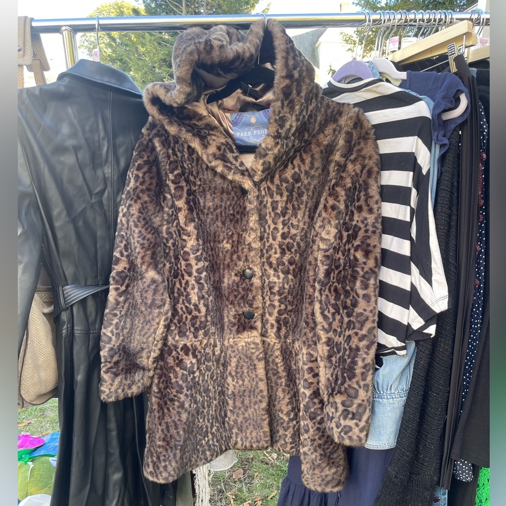 Free people peplum leopard coat